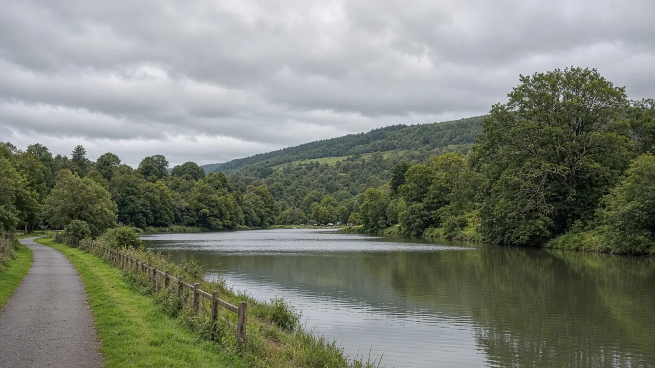 Parkland and water near Hamilton, South Lanarkshire — illustrative
